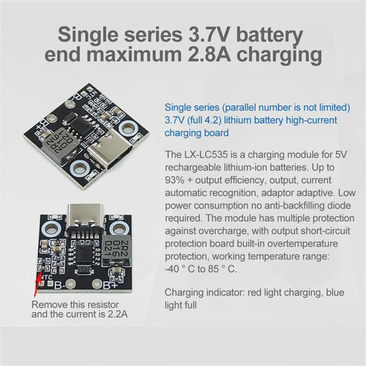 USB-C Lithium Batterij Laadmodule met Bescherming en Indicator