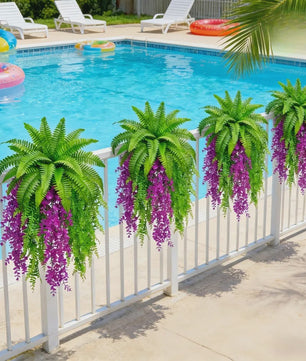 Kunstplant Boston Fern & Persische Violet met Klimop - Hangplant voor Groene Wand Decoratie