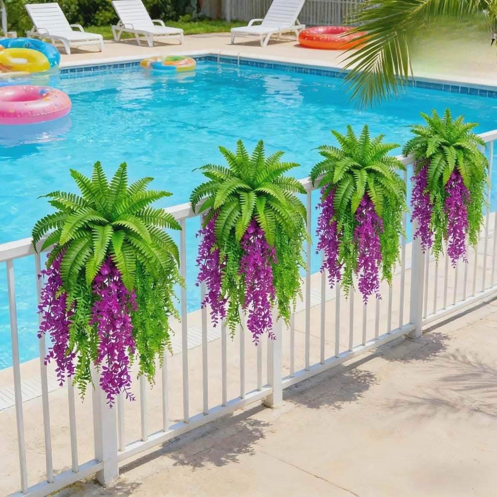 Kunstplant Boston Fern & Persische Violet met Klimop - Hangplant voor Groene Wand Decoratie