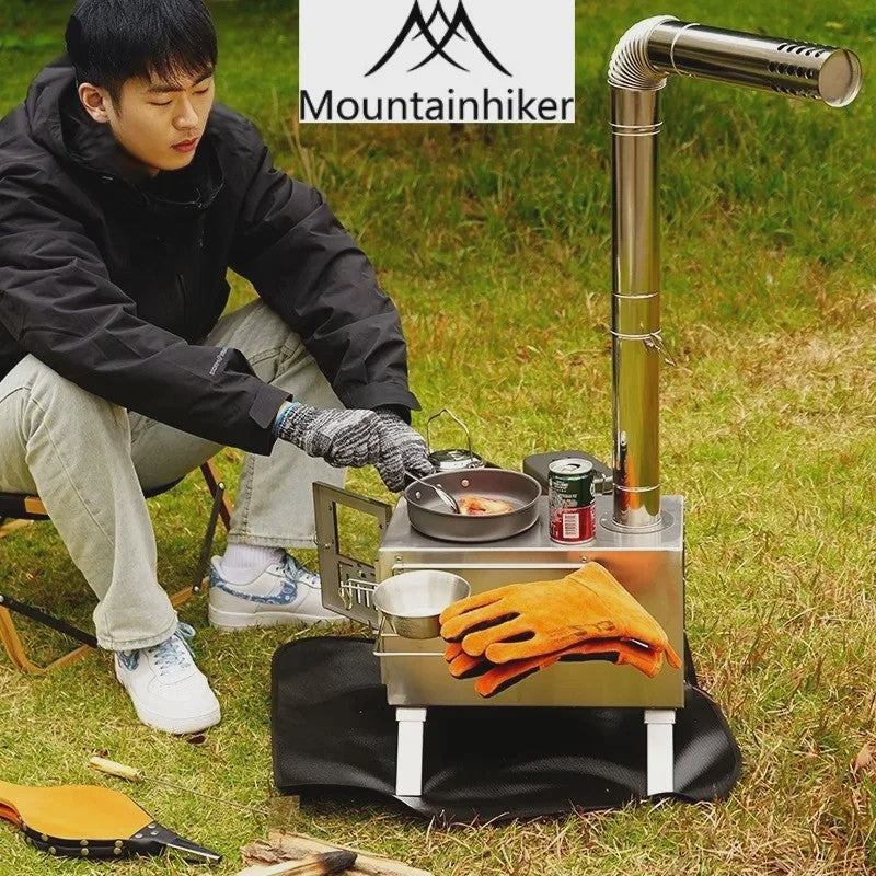 MOUNTAINHIKER Opvouwbare Houtkachel - Roestvrij Staal Outdoor Camping Tent Verwarming & Kooktoestel