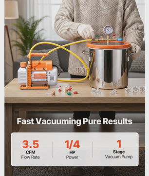 Vacuümkamer met 3.5 CFM Vacuümpomp - 3 of 5 Gallon - Voor Harsontgassing & Houtstabilisatie