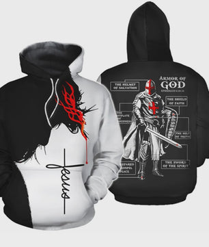 Herkomst Tempelier Pantser Hoodie - Middeleeuwse Stijl 3D Print Pullover voor Heren