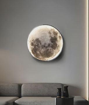 Moderne Maan LED Wanddecoratie - Verlicht Schilderij voor Hal & Woonkamer