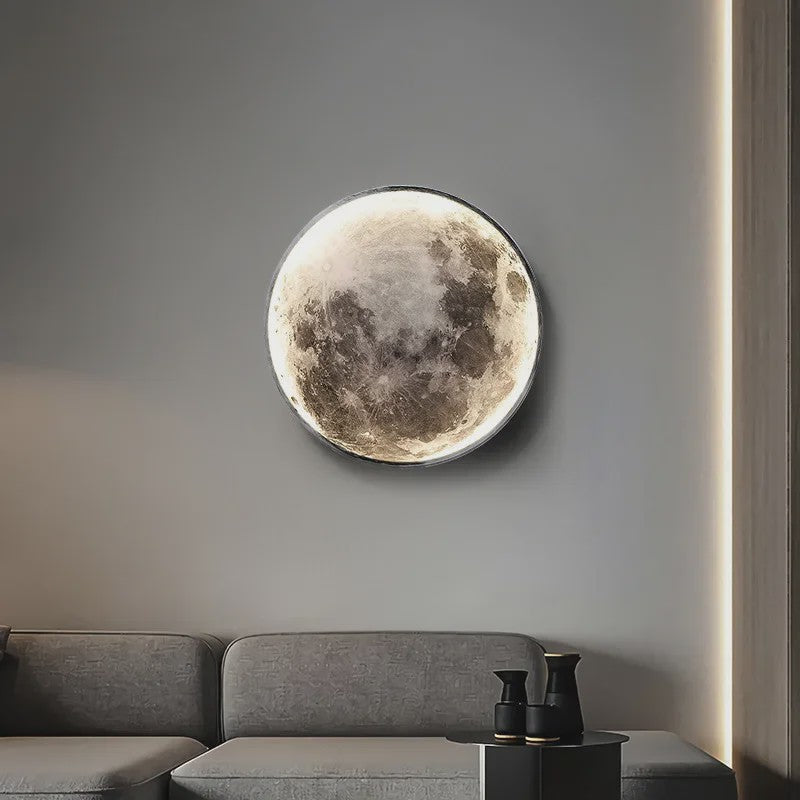 Moderne Maan LED Wanddecoratie - Verlicht Schilderij voor Hal & Woonkamer