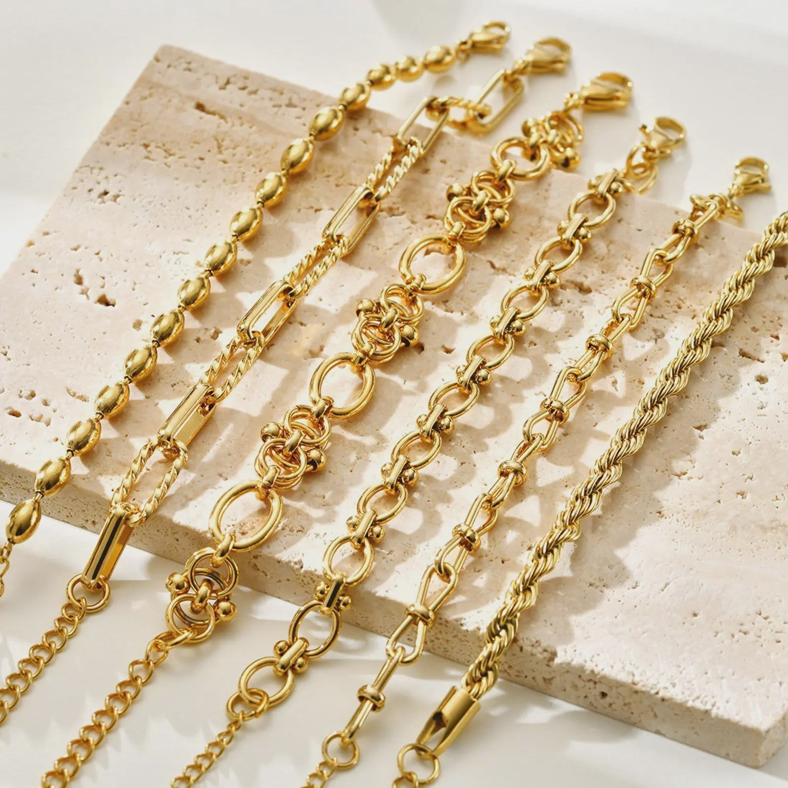 Gouden Roestvrij Staal Chunky Schakelarmband voor Dames - Waterdicht & Verstelbaar