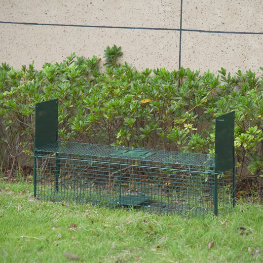 Pawut trap live Cage catch x 25x28 cm wedge trap for Marten Rats Mouse-2 entries + handle-metal Green