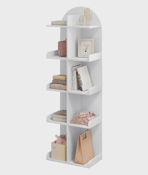 WOLTU Witte Boekenkast met 10 Vakken - 5 Laags Staande Opbergkast voor CD/DVD, Woonkamer, Slaapkamer, Kantoor