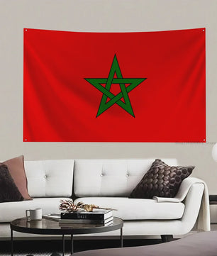 Marokkaanse Vlag - Polyester Decoratie met Ophangringen voor Binnen en Buiten