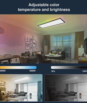 Dimbare LED Panelen 120x30cm met RGB Kleuren en Afstandsbediening - 40W, 4400LM, Zwart Frame