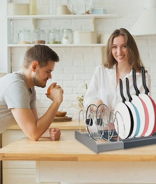 Uitbreidbaar Pannenhouders Rek - Keuken Organizer voor Pannen, Dekels en Bakvormen