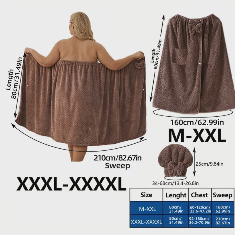 Draagbare Handdoek Set: Badjas Rok & Haarband - Zacht & Absorberend