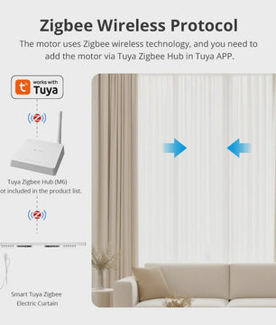 Zemismart Zigbee 3.0 Elektrische Gordijnrail - Slimme Bediening met Tuya Hub, Alexa & Google Home