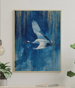 Japanse Zen Wanddecoratie: Canvas Print met Koi Vissen, Kraanvogels en Watergolven