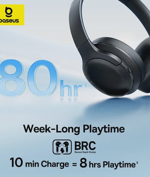 Baseus BH1 Lite Draadloze Koptelefoon - Bluetooth 6.0, 80 Uur Speeltijd, Super Bass & Heldere Oproepen