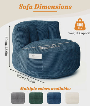Comfortabele Corduroy Beanbag Fauteuil - Zachte Zitzak Bank voor Volwassenen