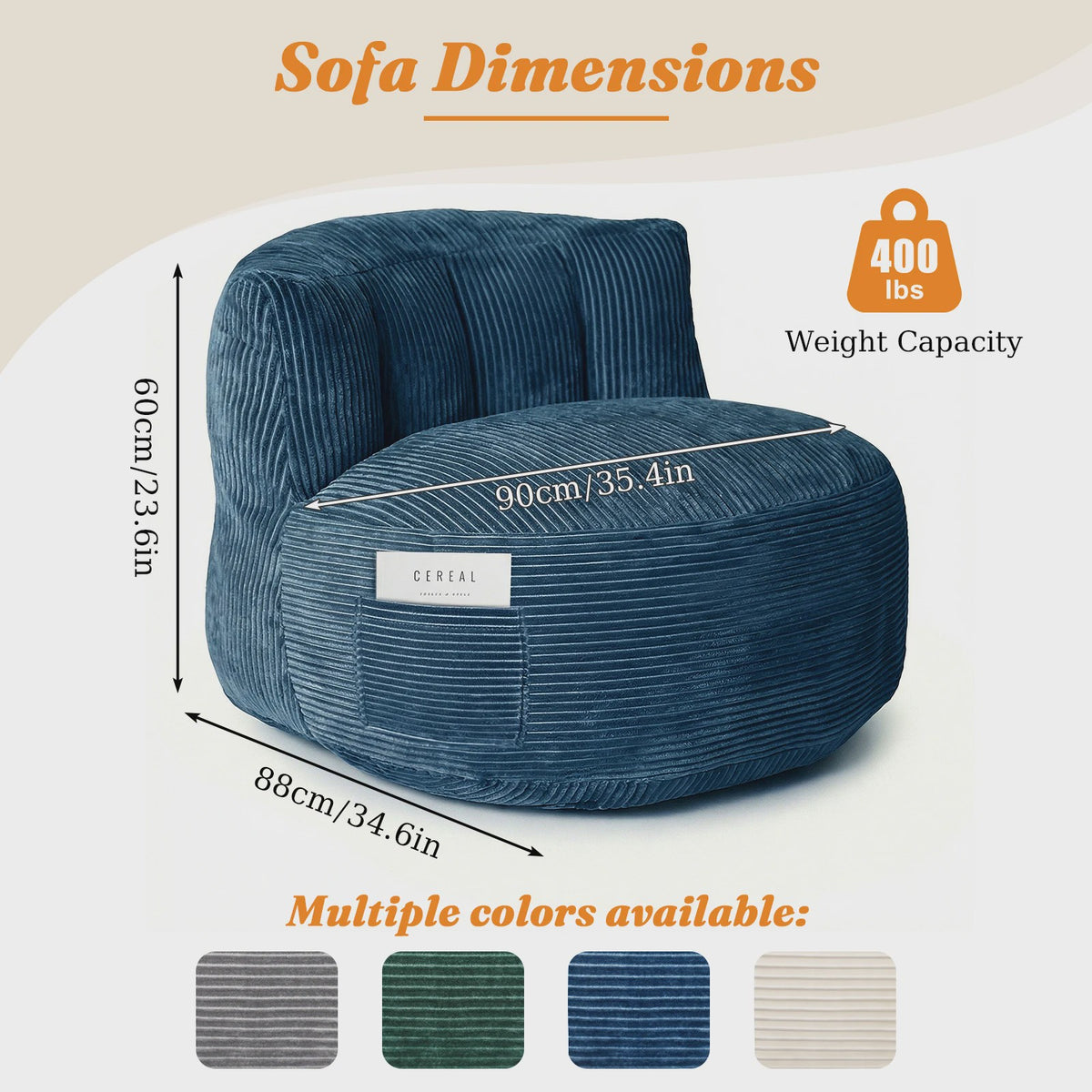 Comfortabele Corduroy Beanbag Fauteuil - Zachte Zitzak Bank voor Volwassenen
