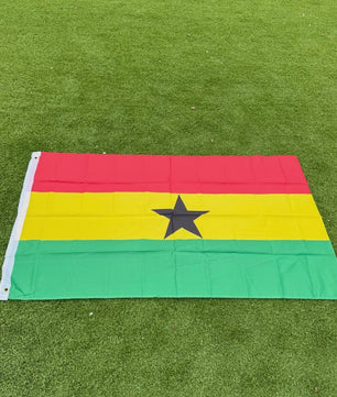 Grote Ghanese Vlag 150x90cm - Duurzaam Polyester, Dubbel Gestikt