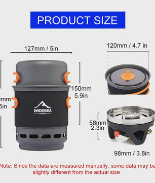 Widesea Complete Kampeer Kookset met Gasbrander en Warmtewisselaar - 1.5L
