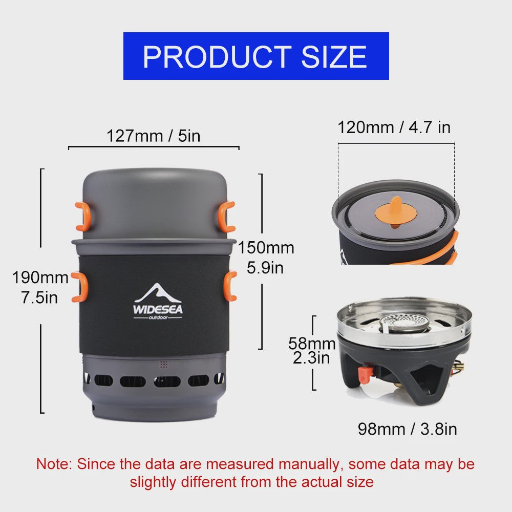 Widesea Complete Kampeer Kookset met Gasbrander en Warmtewisselaar - 1.5L