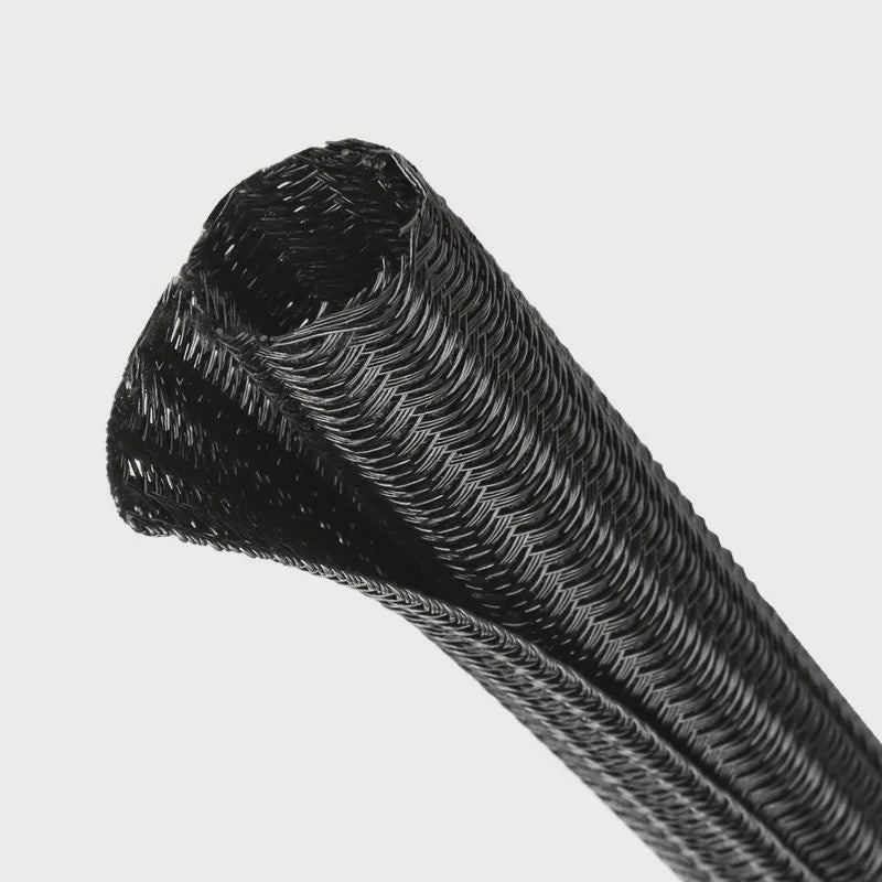 Zwarte PET Kabel Sleeve - Uitbreidbaar, Zelfsluitend & Splitbaar voor Kabelbeheer (3-50mm)