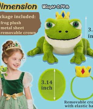 Kikker Pluche Knuffel met Kroon - Magnetisch - 10cm - Schattig Cadeau