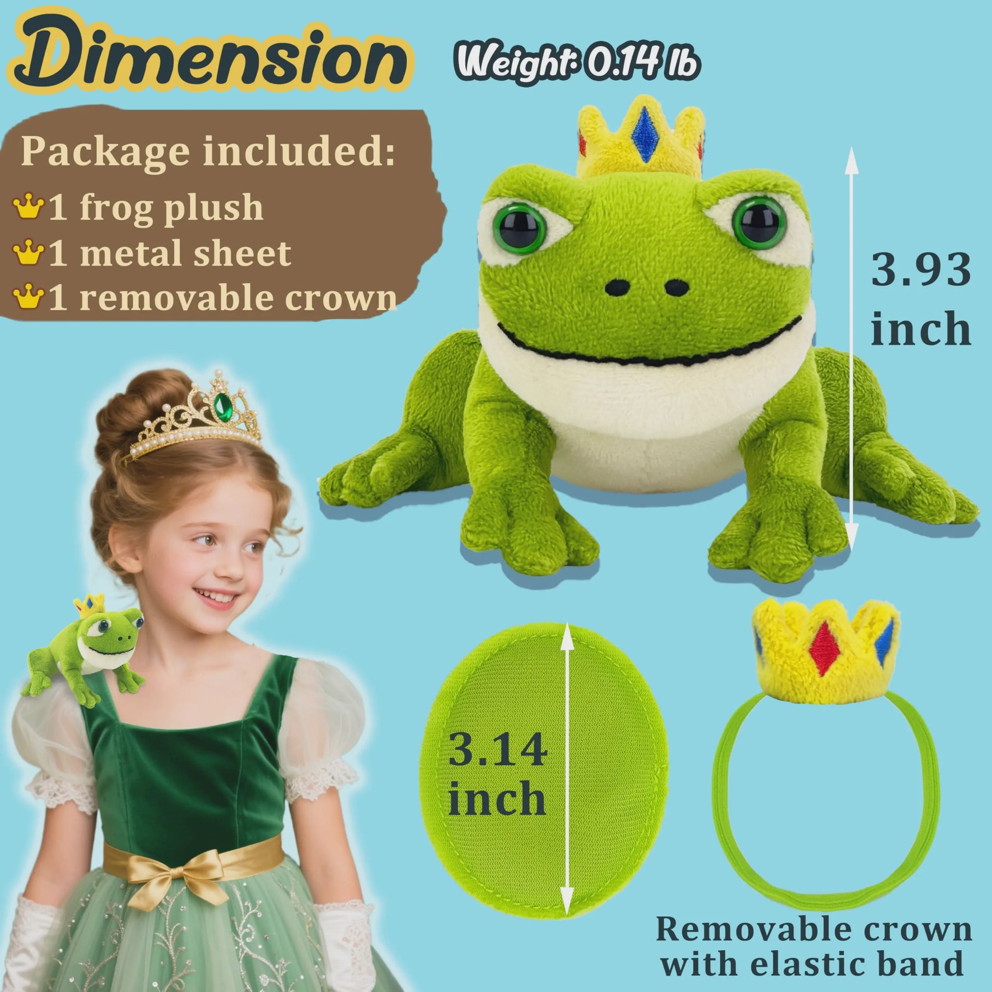 Kikker Pluche Knuffel met Kroon - Magnetisch - 10cm - Schattig Cadeau