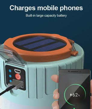 Draagbare LED Campinglamp met Solar & USB Opladen - Waterdicht en Krachtig