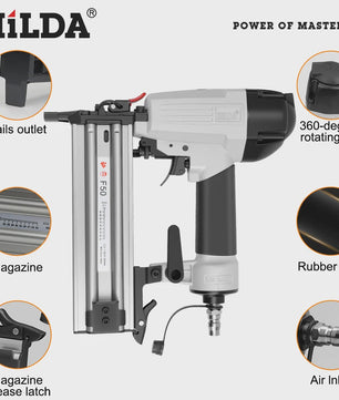 HILDA F50 Pneumatische Tacker & Nietmachine - 2-in-1 voor Meubels en Stoffering