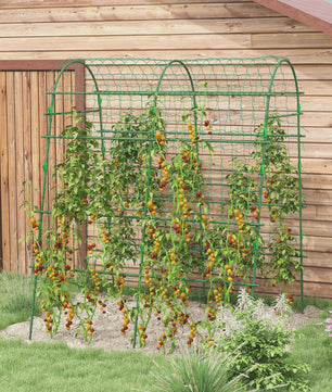 Outsunny Klimplantenboog 206 cm - Groen - Stevige Ondersteuning voor Komkommers en Klimmers
