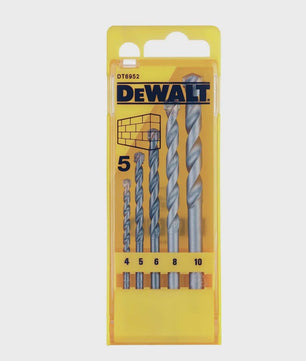 DeWalt DT6952 Steenboor Set 5-delig | Maten 4, 5, 6, 8, 10 mm | Duurzaam & Multifunctioneel