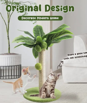 Schattige Kattenkrabpaal met Bladeren en Sisal Touw - Speelplezier voor Kittens