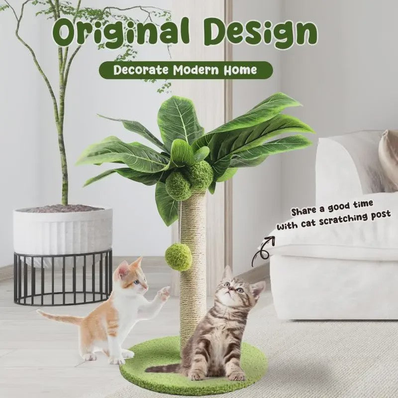 Schattige Kattenkrabpaal met Bladeren en Sisal Touw - Speelplezier voor Kittens