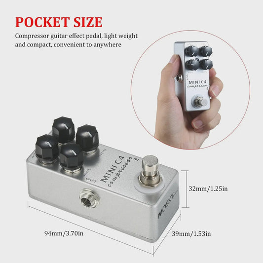 Mosky MINI C4 Gitaar Compressor Effectpedaal - Metalen Shell, True Bypass