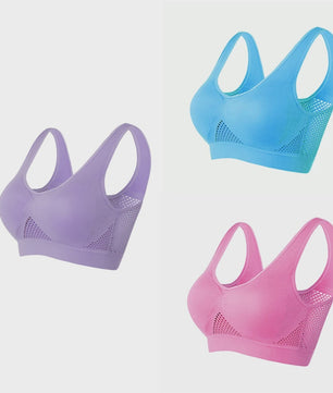 3-Pack Ademende Seamless Sport BH met Vulling - Plus Size & Draadloos - S-6XL