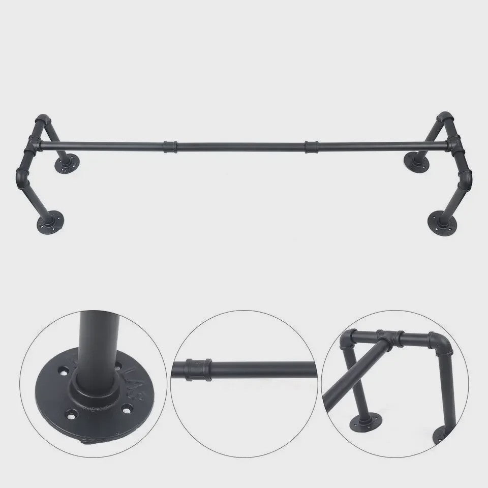 Industrieel Wandrek Kledingrek Metaal Pijp Design - 40kg Draagkracht