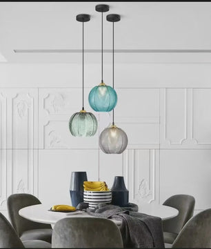 Nordic Vintage Glazen Hanglamp E27 - Verstelbaar - Stijlvol voor Keuken & Eettafel