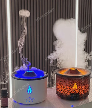 Vulkaanas Aroma Diffuser met Vlam & Kwallen Rookeffect - Luchtbevochtiger & Aromatherapie