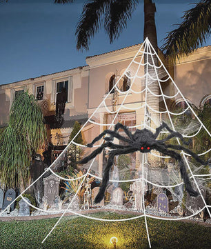 Grote Halloween Spinnenweb Decoratie met Pluche Spin (5m)