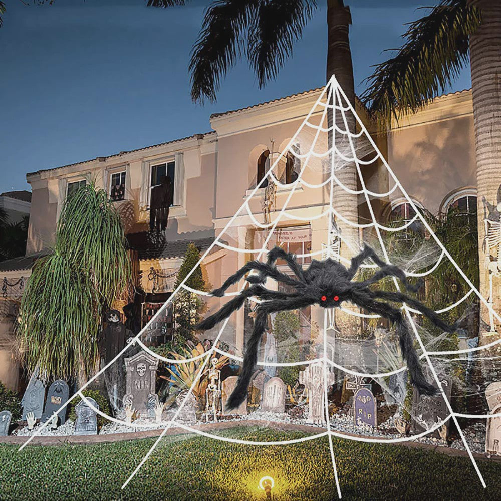 Grote Halloween Spinnenweb Decoratie met Pluche Spin (5m)
