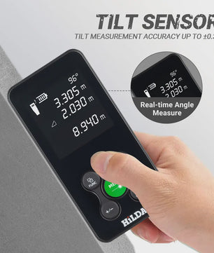 HILDA Laser Afstandsmeter 50M/100M met Rood/Groen Laser, Hoekmeting & USB-C Opladen