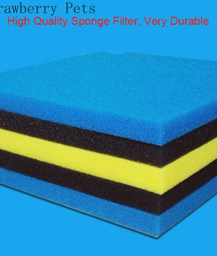 Aquarium Filter Spons Pad - 50x50x2cm - Biochemisch Filtermedium voor Vis Tanks - Zwart, Blauw, Geel