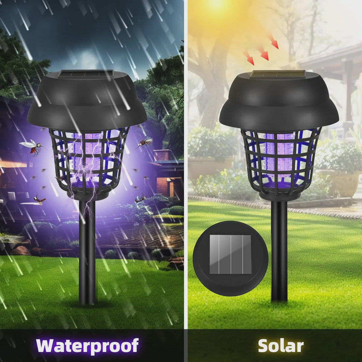 4x Solar Muggenlamp 2-in-1 Insectendoder Tuin Buiten Waterdicht