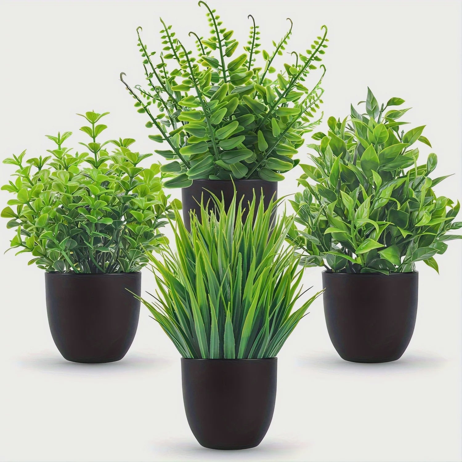 4x Mini Kunstplantjes met Pot - Nep Bonsai Groen voor Huis, Kantoor & Badkamer Decoratie
