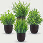 4x Mini Kunstplantjes met Pot - Nep Bonsai Groen voor Huis, Kantoor & Badkamer Decoratie