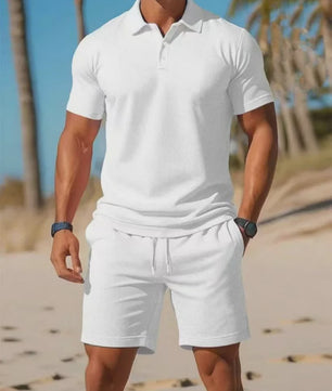 Zomerse Heren Polo Shirt en Mesh Shorts Set - Casual & Ademend - Plus Size