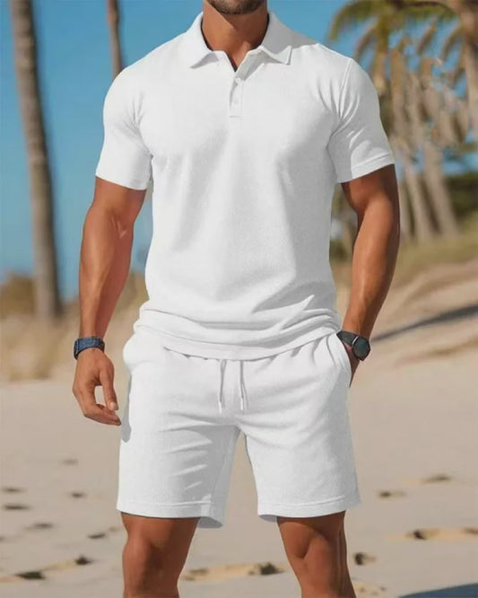 Zomerse Heren Polo Shirt en Mesh Shorts Set - Casual & Ademend - Plus Size