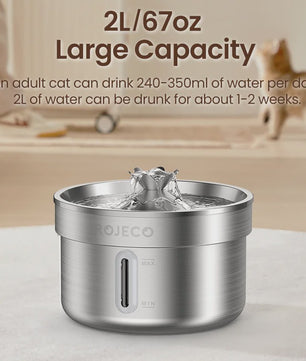 ROJECO Roestvrijstalen Drinkfontein voor Huisdieren | Automatische Kattenwaterdispenser met Pomp