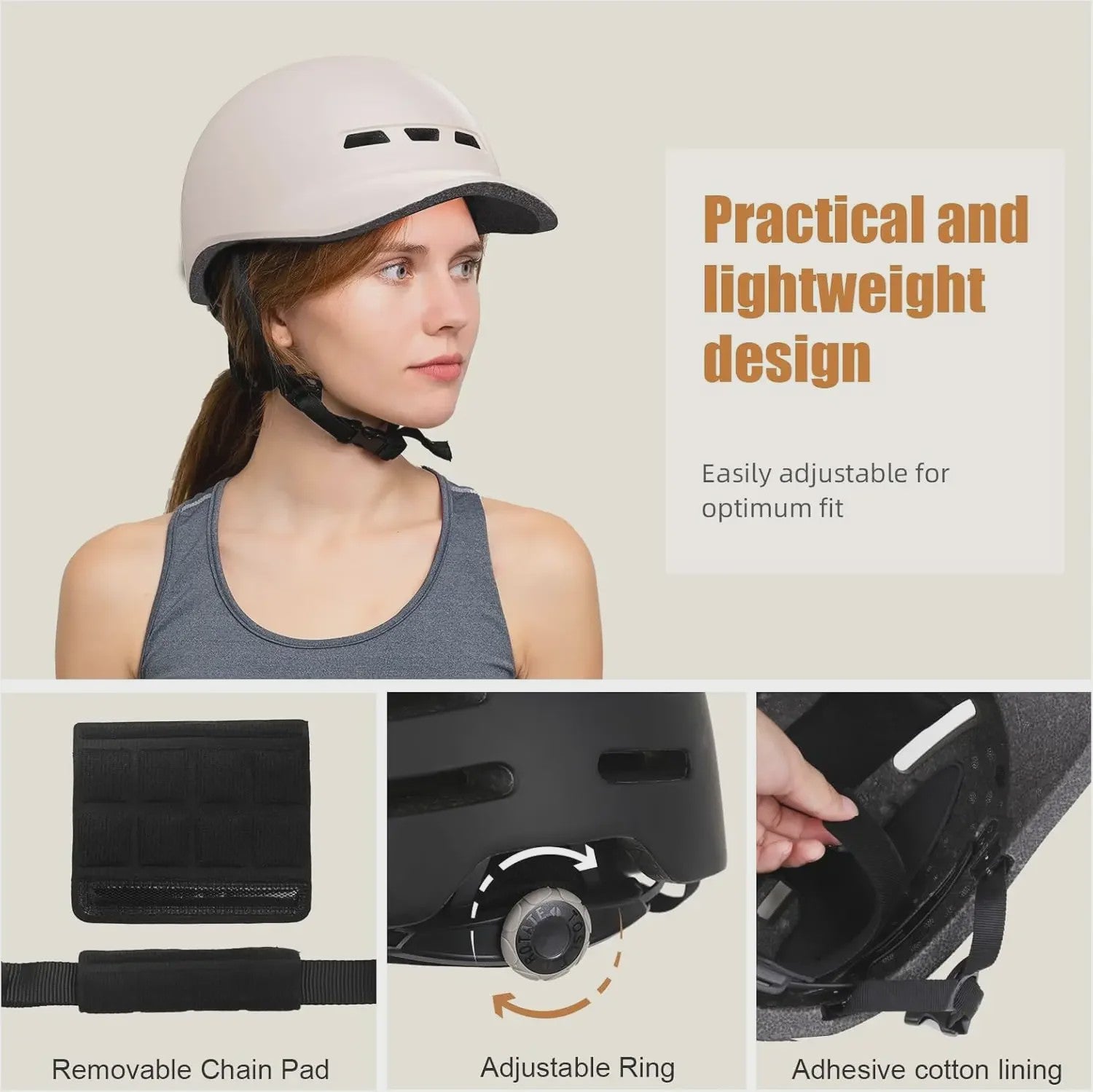 Fietshelm Baseball Cap Stijl - Lichtgewicht & Verstelbaar voor Fietsen, Scooter & Motor (CPSC Gecertificeerd)