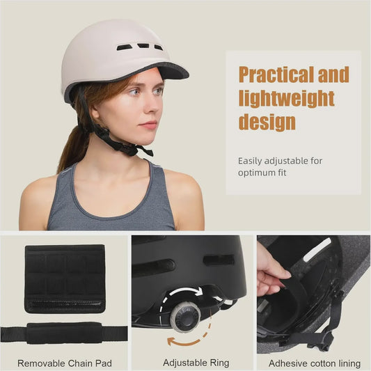 Fietshelm Baseball Cap Stijl - Lichtgewicht & Verstelbaar voor Fietsen, Scooter & Motor (CPSC Gecertificeerd)