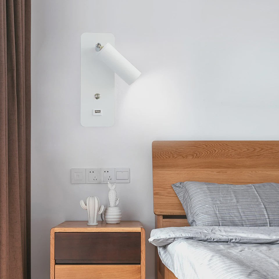 Moderne LED Wandlamp 7W met USB-poort en Schakelaar - Scandinavisch Design voor Slaapkamer & Woonkamer
